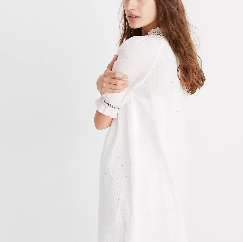 Madewell Rainbow Smocked Trapeze Dress L NEW L3449 - Picture 3 of 12